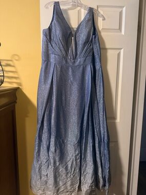 Shimmery Periwinkle V-Neck Prom Dress